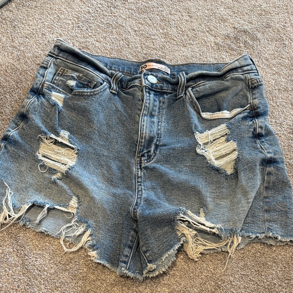Distressed Denim Shorts